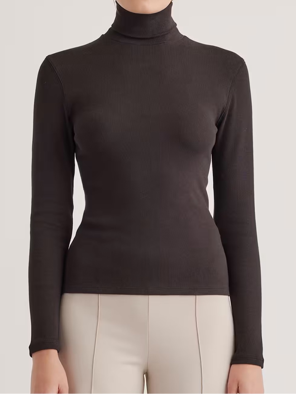 Quince NWOT Organic Cotton Micro Rib Turtleneck Black Medium Long Sleeves